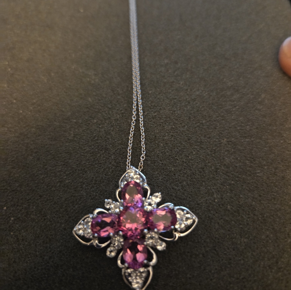 Elegant Pink Topaz 8.60ctw and White Topaz 2.24ctw  Necklace